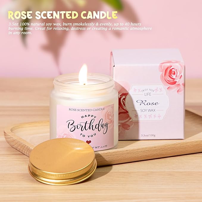 Birthday Gifts for Women, 13PCS Unique Happy Birthday Gifts Basket for Mom Her Best Friend Sister Wife Girlfriend Coworker Bestie, Luxury Self Care Box Relaxing Spa Gifts Set (Rose) - Bloomnest