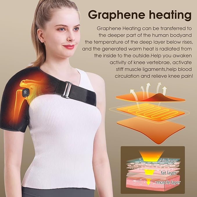 Cordless Heated Shoulder Wrap for Shoulder Pain with 2 Heating Settings Warmer, Heating Shoulder Brace Heating Pad for Men and Women - Bloomnest
