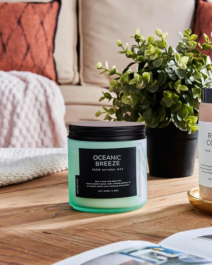 M&SENSE Candle Oceanic Breeze Scented, 11.6oz 70 Hour Long Lasting 2 Wick Pineapple & Mango Scent Natural Soy Candles for Home Scented, Stress Relief Gifts for Women/Men - Bloomnest