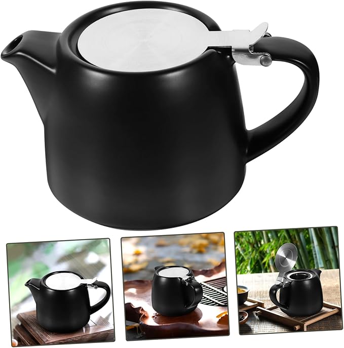 Angoily Ceramic Tea Pot with Strainer for Loose and Flower Tea Small Capacity Kitchen Teapot with Comfortable Handle Easy to Clean and Pour for Home Brewing and Giving