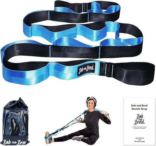 BOB AND BRAD 12 Loop Yoga Stretch Strap - Non-elastic for Stretching, Physical Therapy, Pilates, Dance, Gymnastics, and Athletic Trainers With Carry Bag - Bloomnest