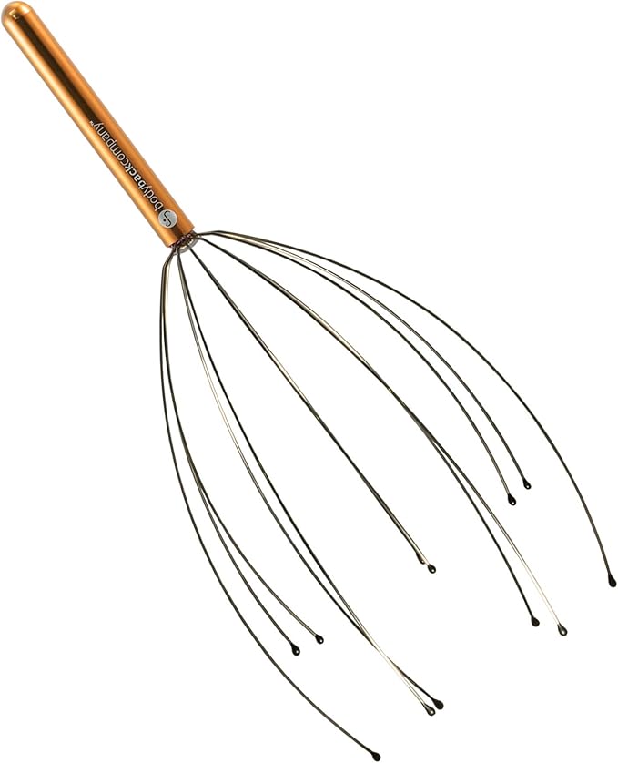 Body Back Scalp Massager, Head Scratcher, Manual Head Massager for Stress Relief, Relaxing Scalp Scratcher, Tingler for Gentle Hair Stimulation (Gold) BodyBack