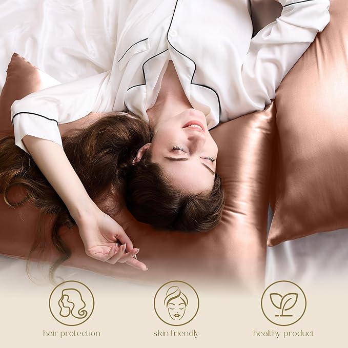 ZIMASILK 100% Pure Mulberry Silk Pillowcase for Hair and Skin Health,Soft and Smooth,Both Sides Premium Grade 6A Silk,600 Thread Count,with Hidden Zipper,1pc (Standard 20''x26'',Mocha) - Bloomnest
