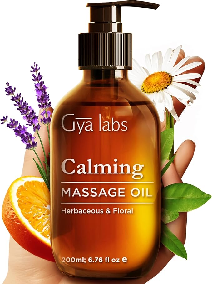 Gya Labs Calming Massage Oil - 6.76 Fl Oz - Non-Greasy Formula for Sore Muscles, Deep Relaxation & All Skin Types - Suitable for Men & Women - Bloomnest