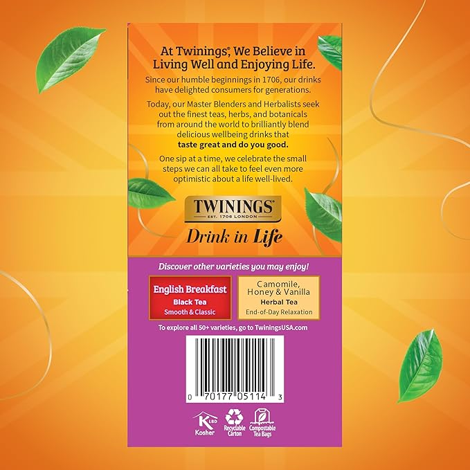 Twinings Darjeeling Black Tea Individually Wrapped Bags, 50 Count (Pack of 6), Delicate Light Taste, Caffeinated, Enjoy Hot or Iced, 300 Teabags - Bloomnest