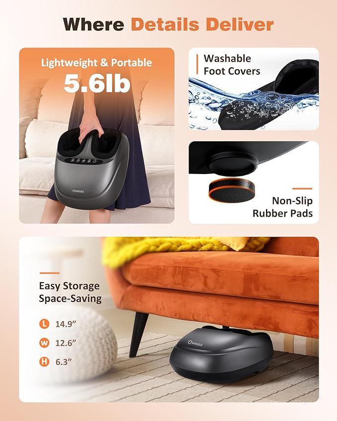 Shiatsu Foot Massager Machine with Heat & Remote, 2025 Upgraded Deep Kneading Feet Massager for Plantar Fasciitis & Neuropathy, 3 Heat Levels, Multi-Mode Massage, Auto-Off Timers, Gifts for Women Men - Bloomnest