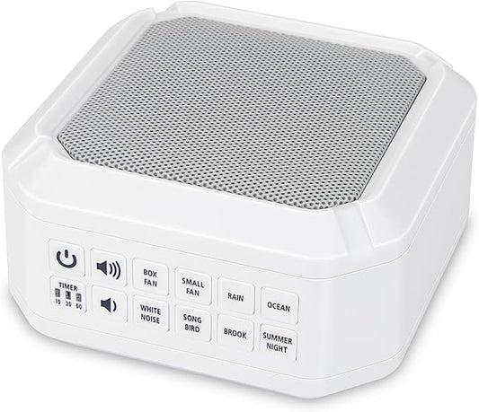 LUXSWAY Sound Machine, White Noise Machine for Adults Kids Baby | 8 Non-looping Sounds | Powered by AC or USB | Timer | Easy to Pocket and Travel – Classic White
