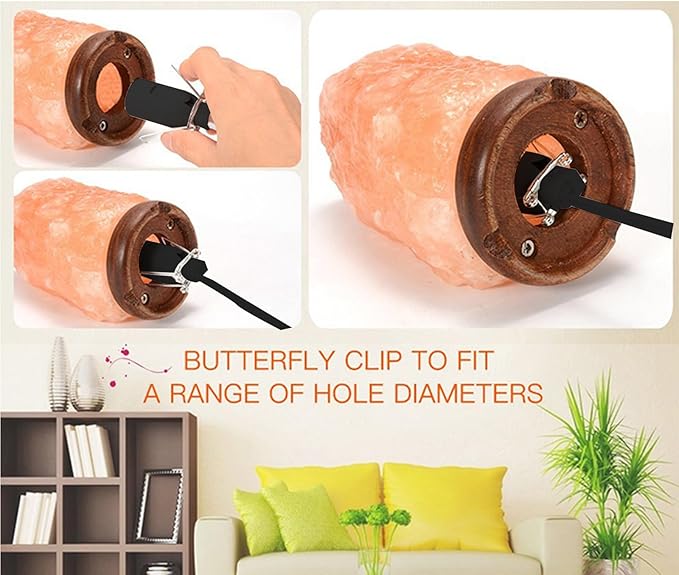 5FT Salt Lamp Cord ON/Off Switch with E12 Light Bulb Socket, 18AWG Himalayan 2 Prong Replacement Cord for Salt Rock Lamp/Christmas Village House