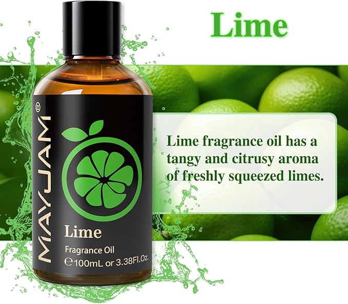 MAYJAM 100ML/3.38FL.OZ Lime Fragrance Oils with Glass Dropper, Essential Oils for Diffusers, Long Lasting Scented Oils for Soap Candle Making MAYJAM