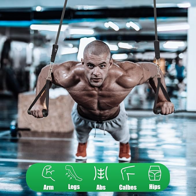 Exercise Resistance Bands with Handles for Working Out, 150/200/250/300 lbs Workout Bands Set with Door Anchor for Physical Therapy, Yoga, Pilates - Bloomnest