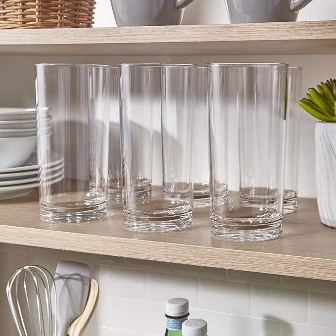 US Acrylic Classic Clear Plastic Reusable Drinking Glasses (Set of 6) 24oz Iced-Tea Cups | BPA-Free Tumblers, Made in USA | Top-Rack Dishwasher Safe - Bloomnest