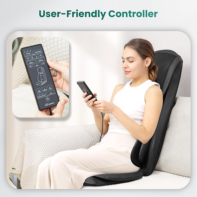 Snailax Shiatsu Neck Back Massager with Heat, Massage Chair Pad with Compression, Height-Adjustable Neck Massage Rollers Chair Seat Massager, Gifts for Men, Women - Bloomnest