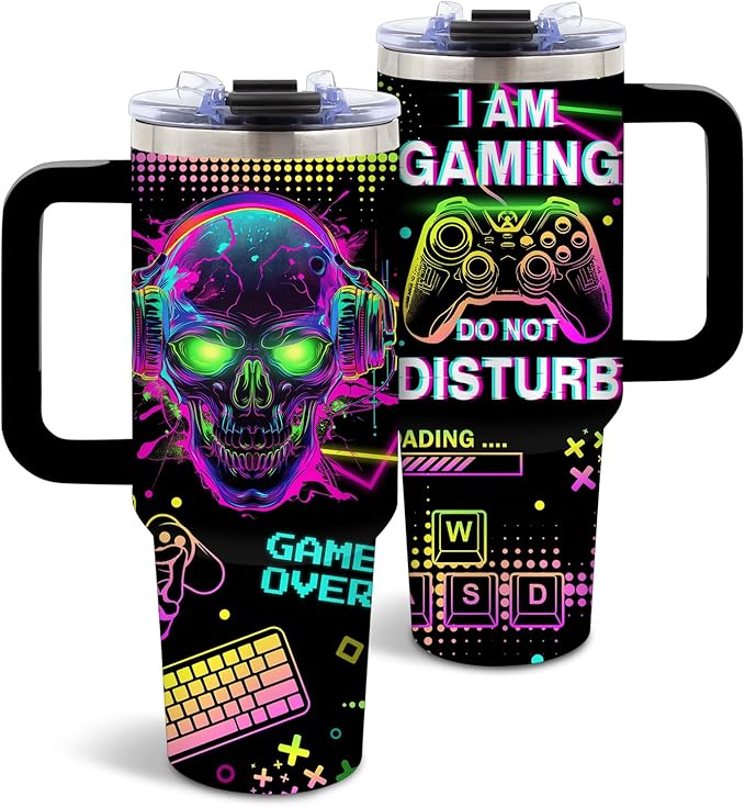 DUUV Gamer Gifts for Gamers Men Teen Boys, Gaming Gifts for Him Kids Teen Son Adults, Gaming 40 Oz Tumbler, Birthday Game Room Decor, Cool Insulated Cup for Christmas Thanksgiving - Bloomnest