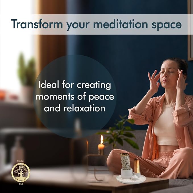 4-in-1 Palo Santo Holder, Sage & Incense Stick Burner – Ceramic White Ash Catcher Tray for Meditation, Yoga, Smudging & Spiritual Cleansing – Incense Holder for Sticks & Sage (White) - Bloomnest