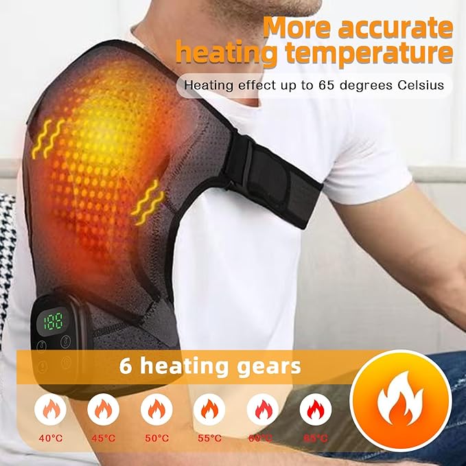 Cordless Heating Vibration Massage Shoulder Heating Pad Shoulder Massager for Pain Relief Deep Tissue Soothing Arthritis Blood Circulation Muscle Relax - Bloomnest