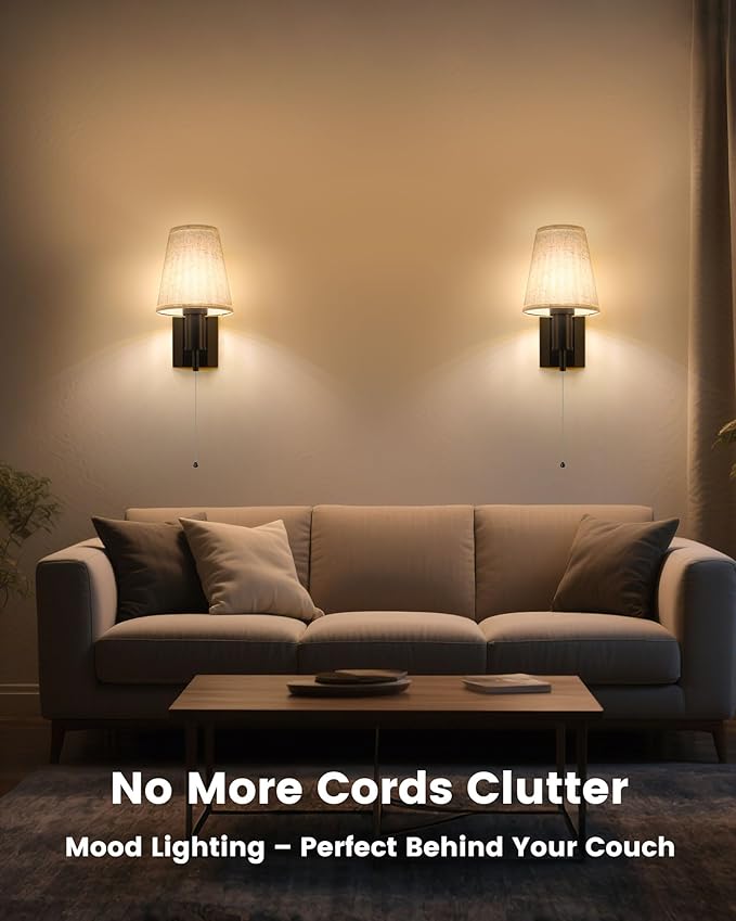 Battery Operated Wall Sconces Set of Two, Wireless Wall Lights with 5200mAh RGB Dimmable Detachable Battery, Rechargeable Wall Sconce with Remote for Home Decor, Easy DIY Installation - Bloomnest