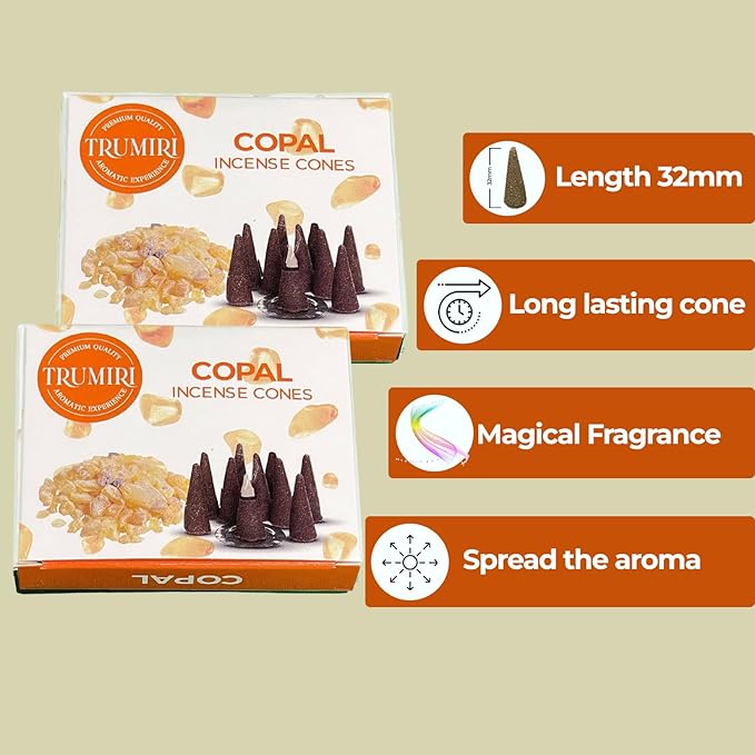 TRUMIRI Copal Incense Cones - Total 20 Cone Incense - Dual Pack of 10 Insence Cones - Incense Cones Scented - Cone Incense Scents - Insense Cones - Incent Cone TRUMIRI