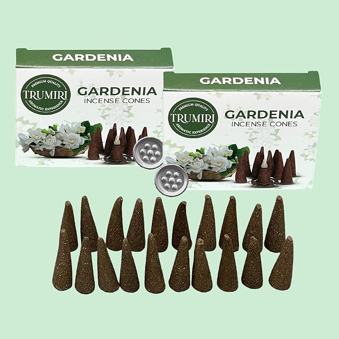 Gardenia Incense Cones - Dual Pack of 10 Scented Cone Incense TRUMIRI