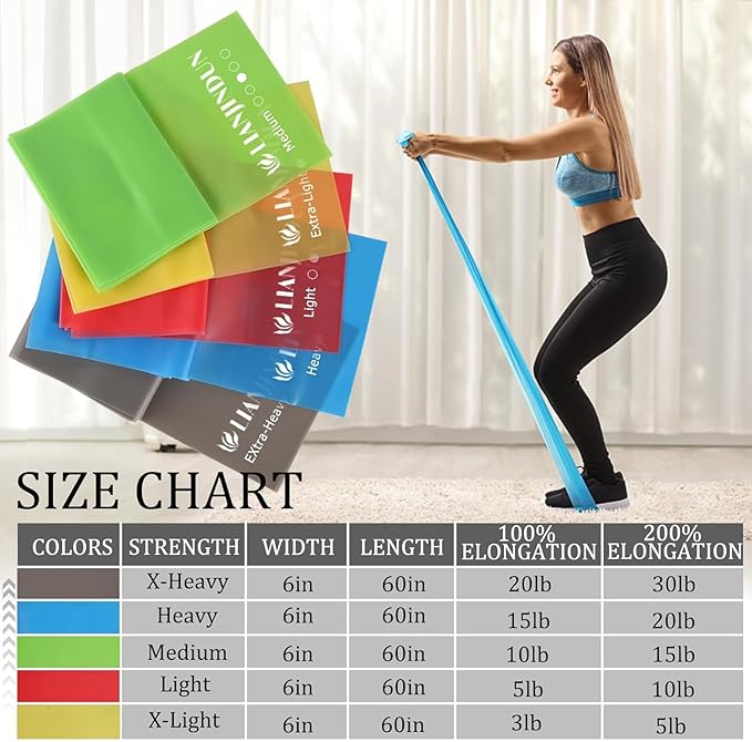 5 Pcs Professional Resistance Bands. Latex-Free, Elastic Band, Work Out Bands, Stretch Bands for Working Out Women or Men, Exercise Bands Set for Physical Therapy, Yoga, Pilates - Bloomnest