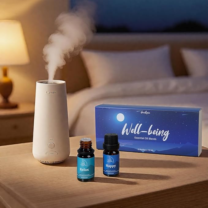 Essential Oil Blends Set, Aromtopia Essential Oils for Diffusers for Home, Well-Being Diffuser Oil Kit- 6x10ml, Relax, Happy, Calm Mind, Sweet Dream and More, for Aromatherapy, Candle Making, Massage - Bloomnest