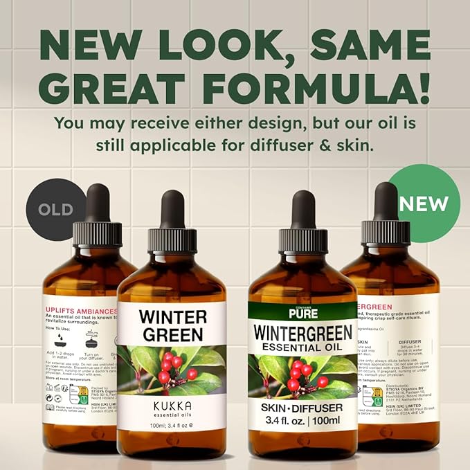 KUKKA Wintergreen Essential Oils - 3.40 Fl Oz - for Hair, Skin, Diffuser, Aromatherapy & DIY Soap Making Scent - Bloomnest