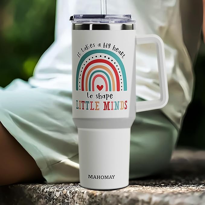 Insulated Teacher Coffee Mug - 40oz Stainless Steel Tumbler with Handle - Perfect for Christmas or Teacher Appreciation Gifts - Bloomnest