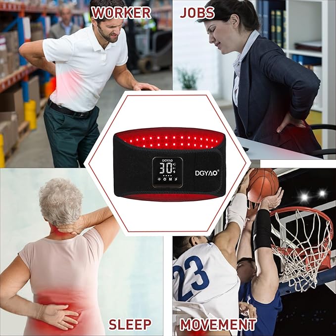 Cordless Rechargeable Red Light Therapy Belt, Wearable Infrared Light Therapy with Pulse Mode, Removable 4000 mAh Battery 5 Light Intensities to Relieve Back Body Pain - Bloomnest