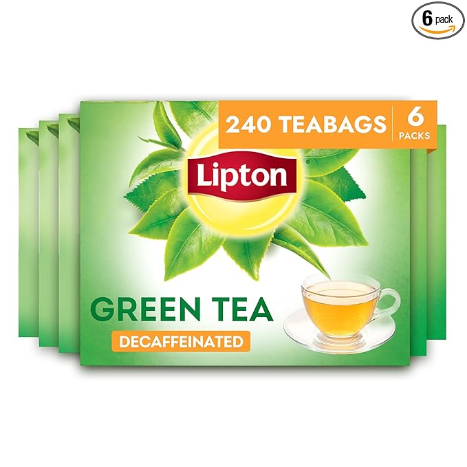Lipton Decaf Green Tea Bags, Unsweetened Iced or Hot Tea Bags, 240 Total Tea Bags (40ct - Pack of 6) - Bloomnest