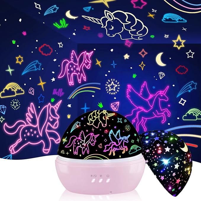 MINGKIDS Christmas Stocking Stuffers for Toddler Girls,Unicorn Gifts Age 6-8,Unicorns and Starry Night Light Projector for Kids, Birthday Gift for 3-10 Year Olds Girls - Bloomnest