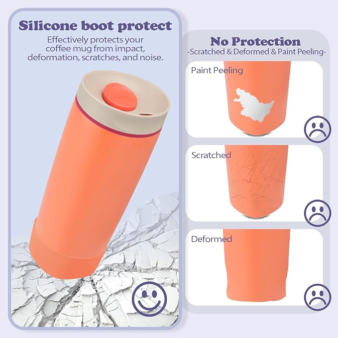 2pcs Silicone Boot for Owala SmoothSip Slider Coffee Tumbler 20oz 12oz, Anti-Slip Sleeve for Travel Coffee Mug, Protective Accessories for Owala BPA Free (Campfire) Kaitiaki