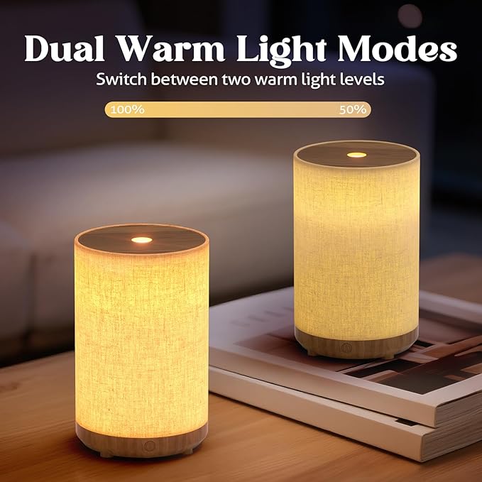 Essential Oil Diffuser with Fabric Cover, Small Portable Aroma Diffuser for Home 120ml, Ultrasonic Aromatherapy Oil Diffuser with 7 Colors LED, Auto Shut-Off Function, Mini Humidifier for Bedroom SNOWSEN