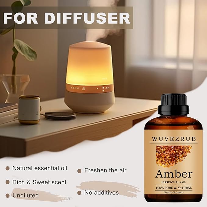 Amber Essential Oil - 240ML Pure and Natural for Aromatherapy Diffuser - 8 Fl Oz - Bloomnest