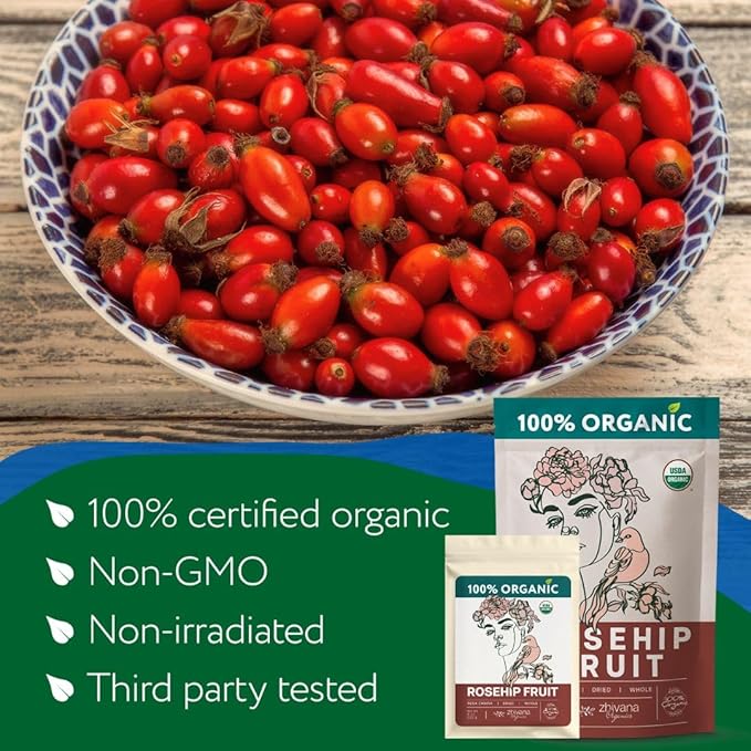 Rosehip Tea Organic (8oz.) – Dried Rose Hip Fruit Whole – Source of Vitamin C from Food - Bloomnest