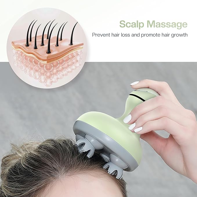 COMFIER Scalp Massager, Electric Head Scratcher, Portable Head Massager for Hair Growth with 84 Silicone Massage Nodes, Dog&Cat Massager, Rechargeable, Waterproof, Gifts for Mom,Dad,Women,Men (Green) COMFIER