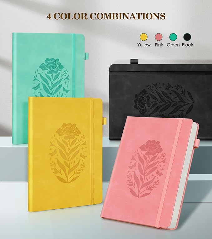 Lined Journal Notebook for Women, A5 Yellow Hardcover Leather Journals for Writing, 200 Pages Travel Daily Journal,Thick College Ruled Notebook for Work School, Note Taking, Business 5.75'' X 8.38'' - Bloomnest