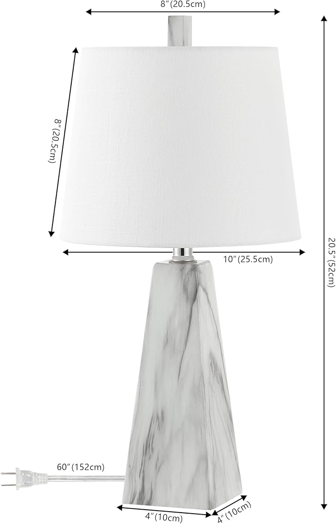 JONATHAN Y JYL1037A-SET2 Owen 20.5" Resin LED Table Lamp Contemporary, Office, Living Room, Family Room, Dining Room, Bedroom, Hallway, Foyer, White Marble Finish (Set of 2) - Bloomnest