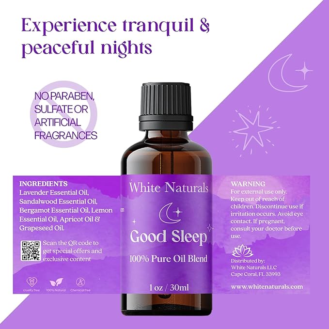 White Naturals Better Night Sleep Essential Oil Blend – Calming Aromatherapy Oil for Restful Nights & Relaxation, 100% Pure & Natural Essential Oils for Peaceful Sleep, 1oz - Bloomnest