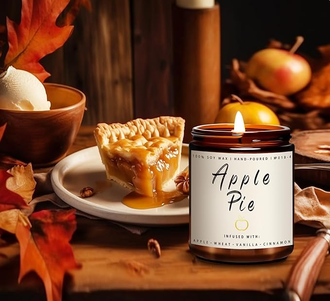 Fall Candles, Apple Pie Scented Candle for Home- Fall Scented Candles Gift Set for Women & Men, Autumn Aromatherapy Candle for Holiday, Thanksgiving, Cozy Home Décor，Long-Lasting Fragrance，7 oz - Bloomnest