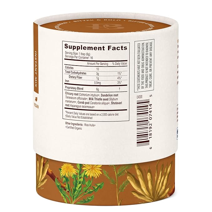Banyan Botanicals Bitter & Bold – Organic Caffeine-Free Herbal Coffee Alternative – Milk Thistle, Chicory, and Dandelion Coffee Alternative – 3.5 oz, 16 servings – Fair for Life, Non-GMO, Vegan - Bloomnest