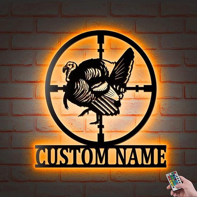 Lovely POD Personalized Hunting Metal sign, Hunting Art, Custom Sport Hunting Monogram Metal Wall Art With Led Lights, Personalized Hunter Name Sign Decoration, Hunting Gift Home Decor, Design 17 - Bloomnest