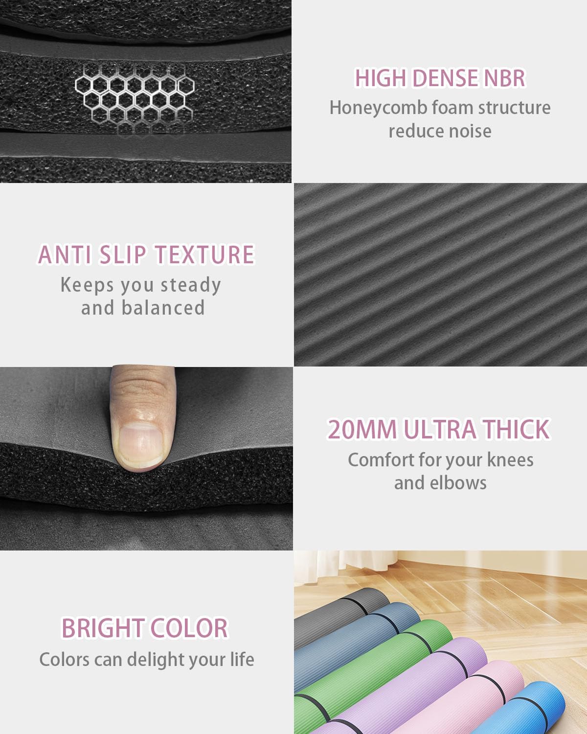 Large Yoga Mat 78"x 51" 20mm/15mm Thick Workout Mats for Home Gym, Extra Wide Workout for Women Men Gym Flooring Exercises