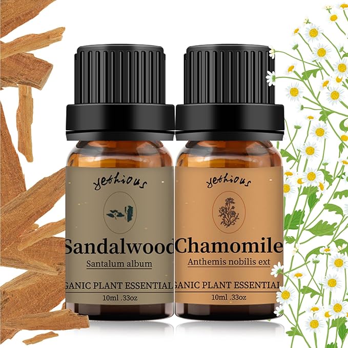 yethious Chamomile Sandalwood Essential Oil 100% Pure Organic Chamomile Essential Oil Set for Diffuser Aromatherapy Candle - 2 Pack 10ML - Bloomnest