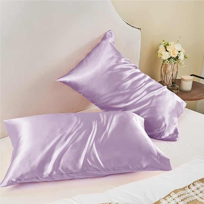 BEDELITE Satin Pillowcase for Hair and Skin, Super Soft and Cooling Similar to Silk Pillow Cases 2 Pack with Envelope Closure, Gift for Women Men(13"x18" Toddler Size, Lavender) - Bloomnest