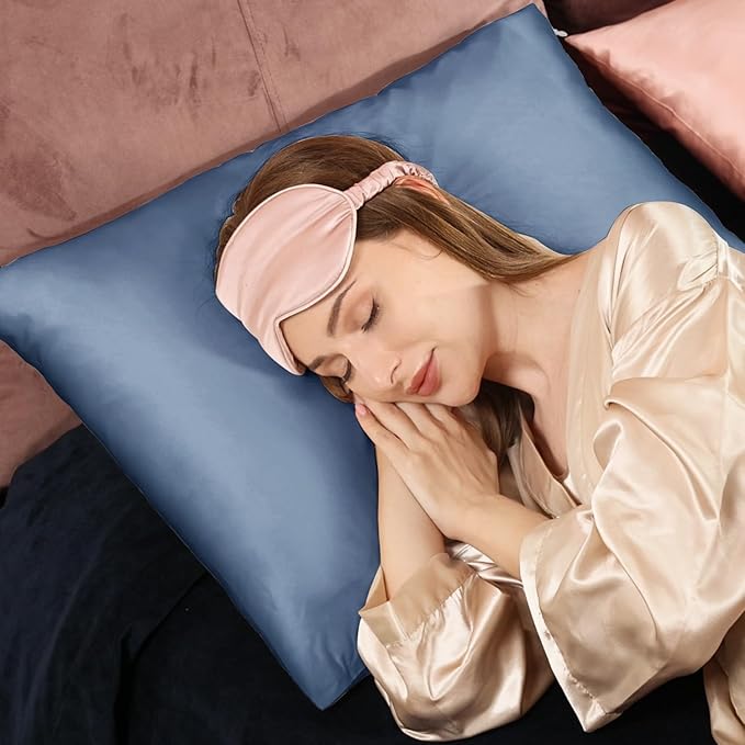 Adubor 100% Silk Pillowcase - Mulberry Silk Pillow Cases, 23 Momme 6A Grade Fibers, Silk Pillow Case for Hair and Skin Health, with Hidden Zipper (Standard 20''×26'', Gray Blue, 1PC) - Bloomnest
