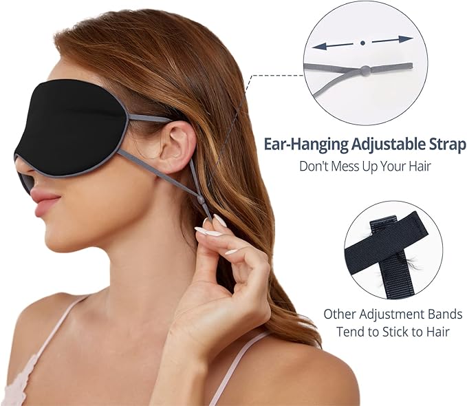 Sleeping Mask 2 Pack, Warm, Cool Double-Sided Use of Sleep Mask, Super Soft Blindfold with Adjustable Strap, Block Out Light, Comfort Sleep Eye Mask for Travel Meditation Nap Black - Bloomnest