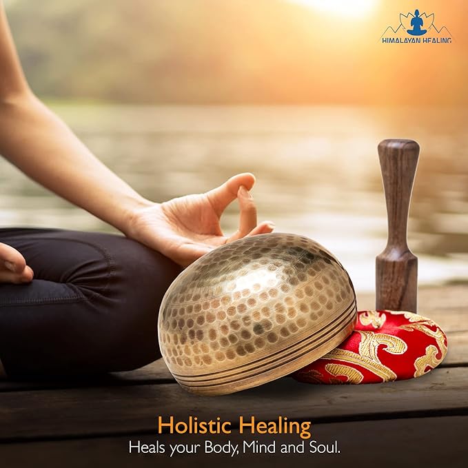 Tibetan Singing Bowls Set~ Meditation Sound Bowl hand Hammered in Nepal For Yoga, Meditation, Mindfulness, Healing & Chakra balancing~ (3 inch) - Bloomnest