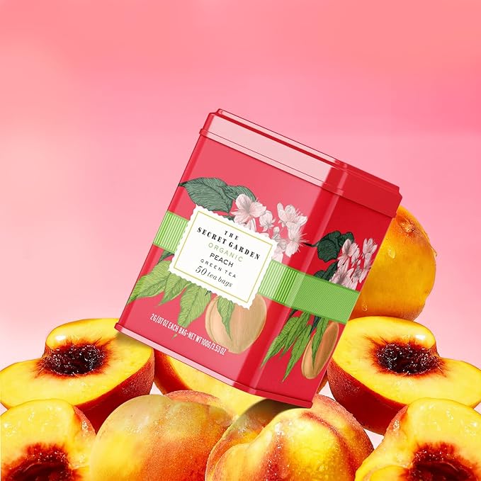 Life Plus Style Gourmet The Secret Garden Organic Peach Green Tea 50 Tea Bags Juicy & Fruity Refreshing Hot or Iced Tea Antioxidant-Rich Non GMO, Gluten Free Eco-Friendly USDA Certified - Bloomnest