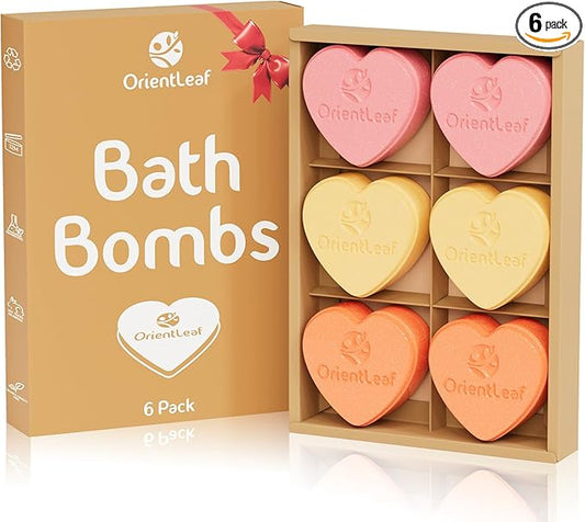 Bath Bombs for Women, Stocking Stuffers, Bath Bombs Fruit Scented Strawberry, Orange, Coconut, 6 x 2 oz - Bloomnest