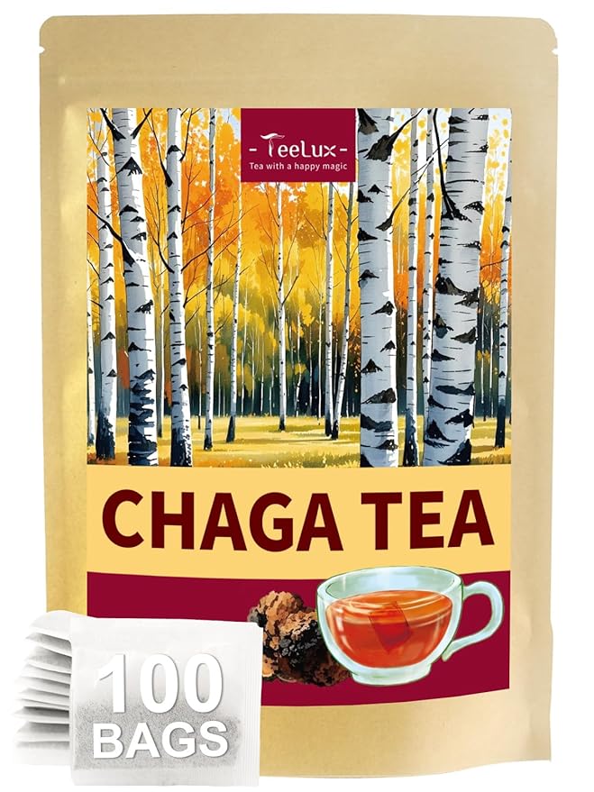 TeeLux Chaga Tea Bags, Pure & Natural Chaga Mushroom Tea, Smooth Flavor, Caffeine Free, 100 Count - Bloomnest