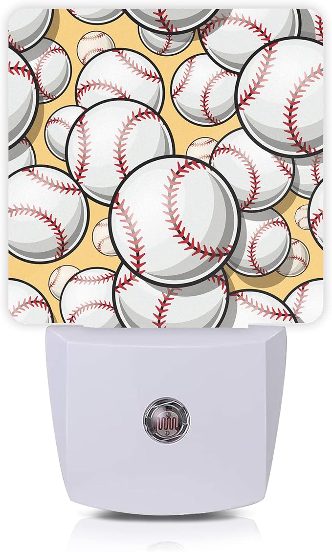 Ball Night Light,Baseball Softball Plug-in Night Lights with Dusk-to-Dawn Sensor for Bedroom, Bathroom and Living Room 0.5W Sleep Friendly Ideal for Women/Girls/Boys Gift - Bloomnest